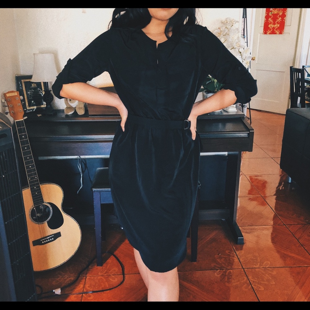 NWT Wossino Black Tie Belt Sleeve Dress size S